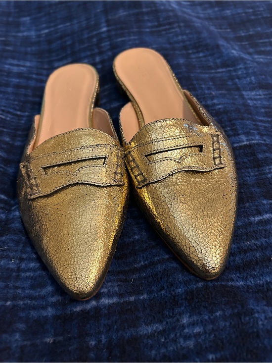J. Crew Shoes - NWOT J Crew Crackled Metallic Gold Pointed-Toe Mule Loafers